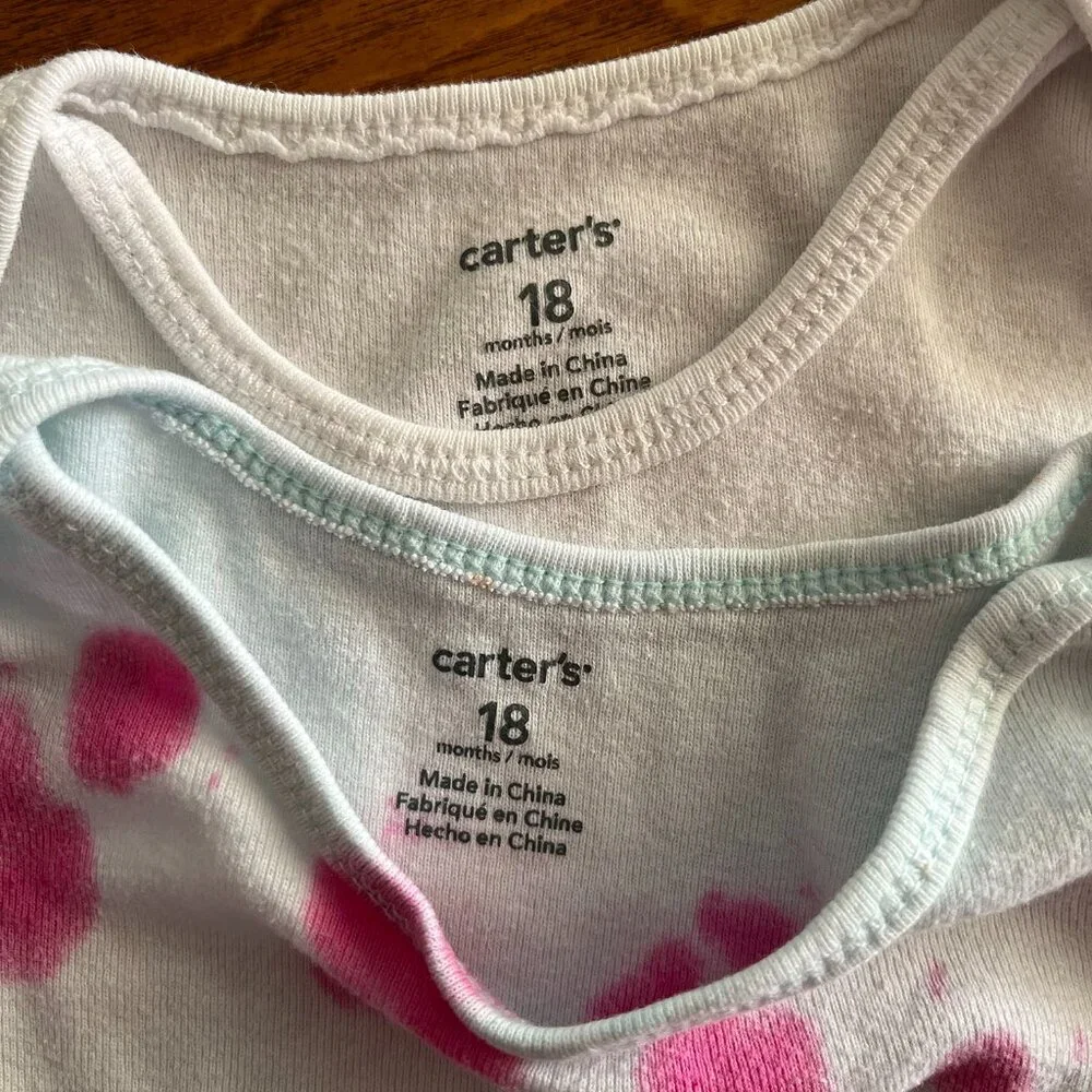 Carter's pink tie-dye and white onesies 18m *Free in bundle*